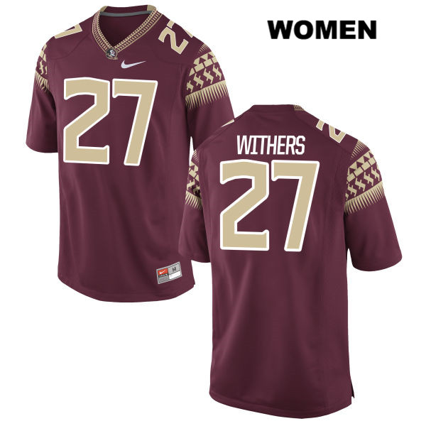 Women's NCAA Nike Florida State Seminoles #27 Tyriq Withers College Red Stitched Authentic Football Jersey JMI5369UE